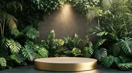 Poster - 3D rendered podium featuring a plant for product display backdrop