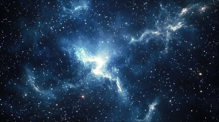 Aufkleber - 3D cartoon depiction of stars in a vast expanse Cold blue nebula Dark night sky Interstellar space 2D illustration