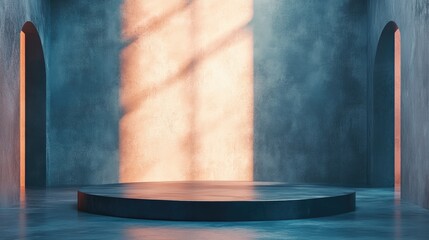 Aufkleber - Abstract background featuring a podium and wall created through 3D rendering and illustration