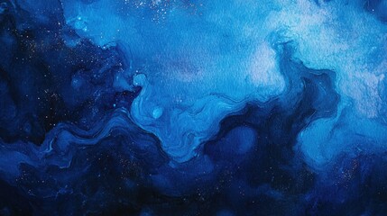 Aufkleber - Cosmic neon light blue watercolor background in a 3D cartoon rendering Textured black canvas for contemporary creative design Hand drawn abstract multicolor watercolor paint illustration