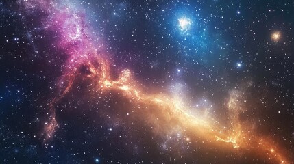 Aufkleber - 3D cartoon representation of a dark nebula and stars in outer space