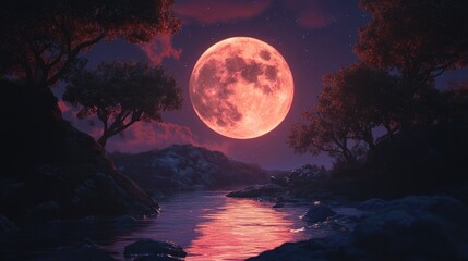 Wall Mural - Beautiful moon in a 3D cartoon rendering