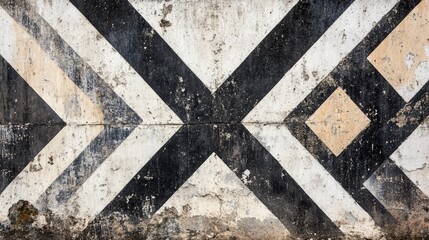 Poster - Geometric designs displayed on a weathered concrete surface