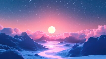 Aufkleber - Night sky aesthetic with stardust in a 3D cartoon rendering Desktop wallpapers