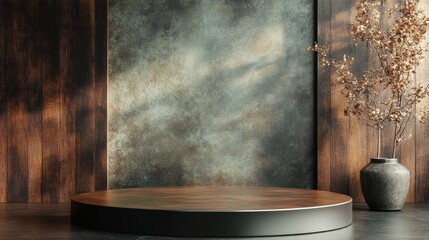 Aufkleber - Abstract background featuring a podium and wall 3D illustration and rendering