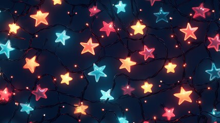 Poster - Happy New Year 2023 night sky with stars in a seamless pattern of bright holiday lights featuring a 3D cartoon rendering