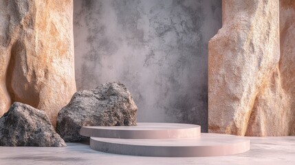 Aufkleber - Abstract rock texture background for showcasing cosmetic products on a 3D podium