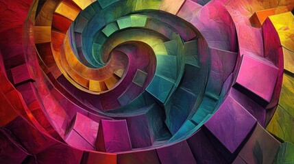 Aufkleber - Extruded abstract fractal background featuring a 3D cartoon rendering This modern art painting showcases futuristic wavy fractal artwork making it a trendy desktop wallpaper with colorful 3D rende