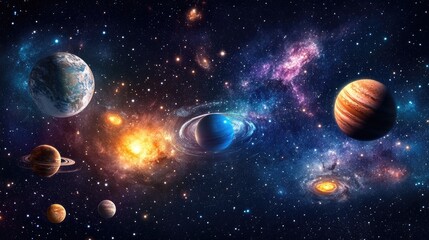 Aufkleber - Awesome cosmic image featuring stars galaxies and nebulas in 3D cartoon rendering