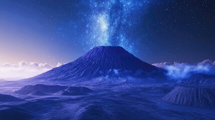 Aufkleber - 3D cartoon depiction of the Milky Way over Bromo Mountain