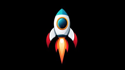Aufkleber - Modern rocket and spaceship logo illustration in 3D cartoon rendering
