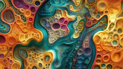 Poster - Abstract fractal patterns and shapes in 3D cartoon rendering Fractal texture for prints