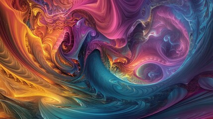 Poster - Colorful abstract background featuring a 3D cartoon rendering This graphic modern art showcases fractal artwork with a creative wavy multicolor design perfect for banner use It includes a digital