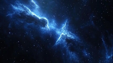 Aufkleber - Dark interstellar space depicted in a 3D cartoon rendering A 2D illustration featuring stars in deep space a blue cold nebula and a dark night sky