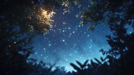 Fototapete - The beauty of night is more pronounced with the surrounding stars in a 3D cartoon rendering