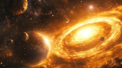 Aufkleber - 3D rendering of a planet s stars and galaxy in free space as a cartoon