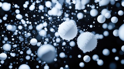 Leinwandbilder - Freeze motion of white particles on a black background in 3D cartoon rendering