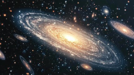 Aufkleber - Stars of a planet and galaxy in free space depicted in a 3D cartoon rendering