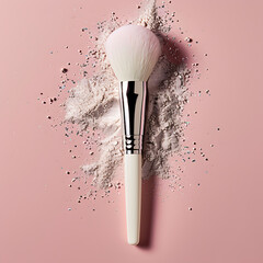 make up brush and powder