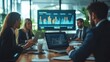 © Tik - business team gathered around a table in a boardroom, discussing strategies for the upcoming quarter, using laptops and charts to analyze data and make decisions