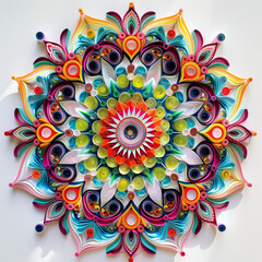 Wall Mural - A vibrant quilled paper design depicting a mandala