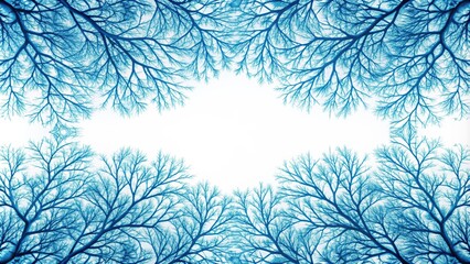 Isolated stripe from tree branches with blue leaves, isolated, stripe, tree branches, blue leaves, nature, organic