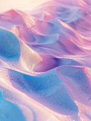 Wall Mural - Blue and pink ocean wave with a white background. The water is wet and the sky is pink