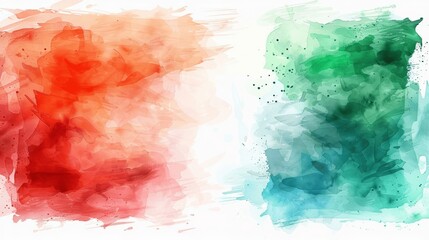 Wall Mural - Italian Flag Colors Abstract Watercolor Brush Strokes Background on White Texture