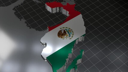 Wall Mural - Mexico - rotating country border and flag - 4k 3D animation (3840 x 2160 px)