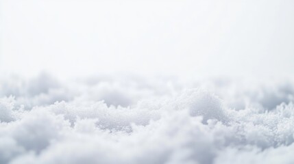 Wall Mural - A detailed close up view of snow against a plain white backdrop