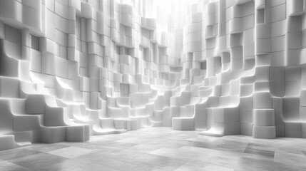 Wall Mural - white cubic podium on the floor 3d rendering
