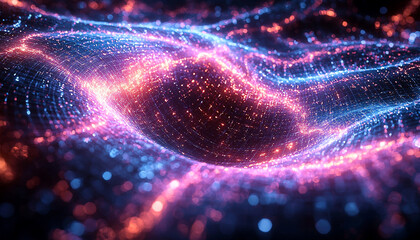 Wall Mural - bright glowing futuristic space illuminated by vibrant colors generated by ai