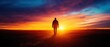 © SoGood - Silhouette of a lone traveler walking towards a horizon during sunrise, symbolizing new beginnings and the journey of selfdiscovery, high resolution 8K