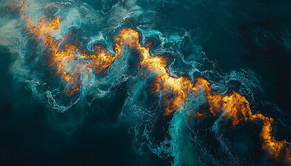 Wall Mural - dark seascape, underwater danger, wet splashing, liquid beauty generated by ai