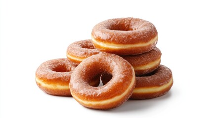 Canvas Print - A stack of sweet cinnamon donuts set against a white background with a clipping path