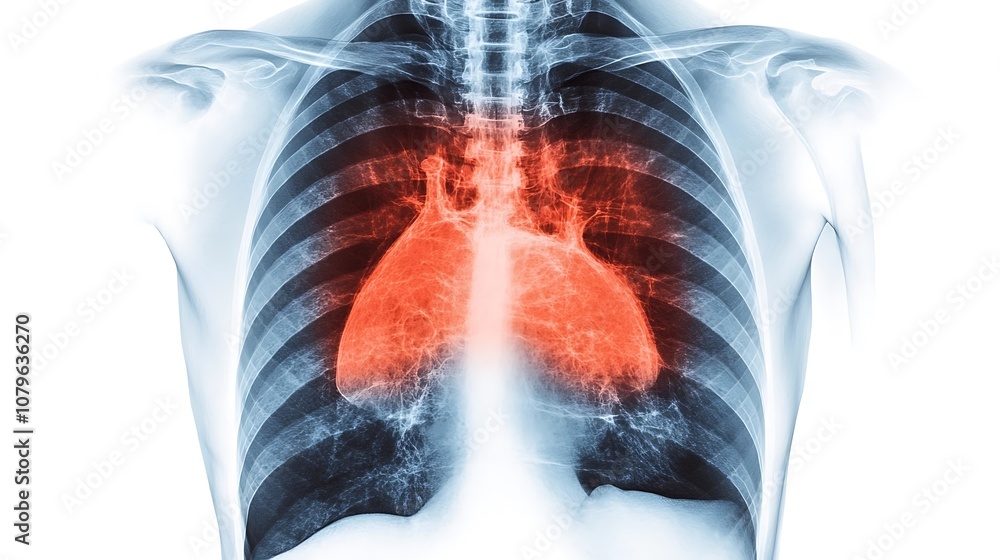 Human Thoracci Radiograph Detailed X Ray Scan of Human Thorax Revealing Lungs and Internal ...