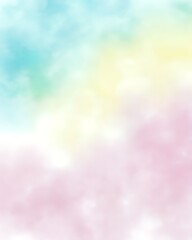 Wall Mural - Soft pastel gradient background in pink, yellow, blue, and green shades. Abstract blurred texture design. Vertical composition with copy space.