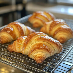 Wall Mural - croissant on a table