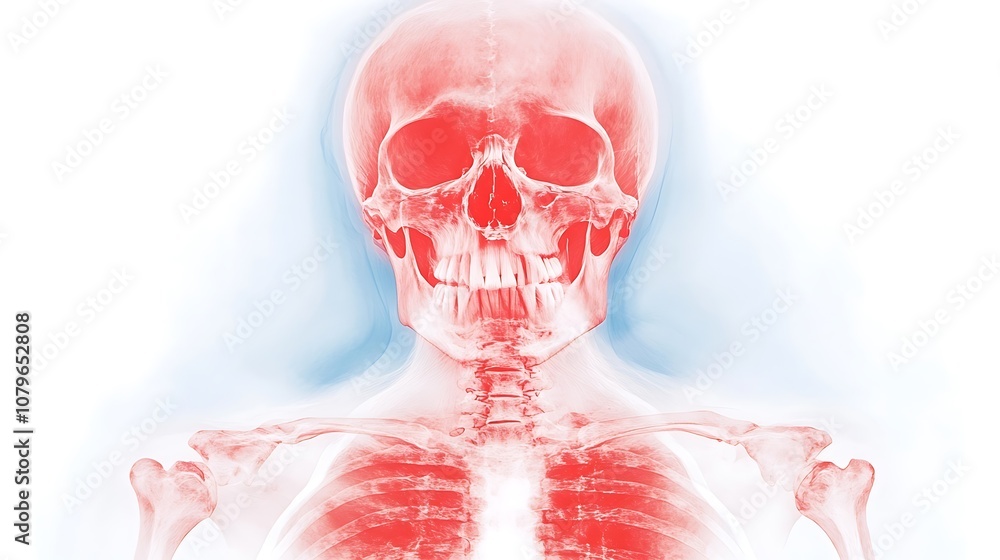 Transparent 3D glowing digital x ray scan image of the complete human ...