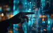 © Thanaseth - Closeup of man hand pointing at glowing blue forex chart on blurry background, financial growth, trade, and stock market concept, 3D rendering