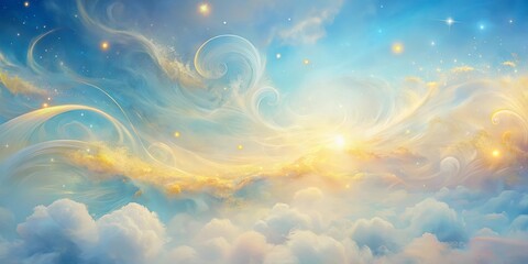 Wall Mural - Dreamy Abstract Sky With Golden Light And Whimsical Cloud Formations
