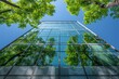 © video - Eco-friendly modern city office building with green environment sustainable glass and trees reducing CO2