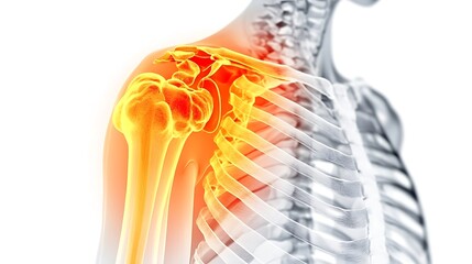 Sticker - Detailed X Ray Image of Shoulder Joint Anatomy Highlighting Potential Orthopedic Issues Such as Fracture Dislocation or Osteoarthritis Requiring Medical Diagnosis and Rehabilitation Treatment