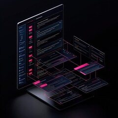 Futuristic Interface with Connected Data Blocks.