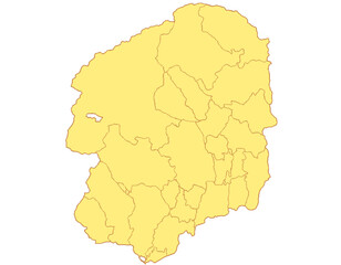  栃木県　地図　黄色　イラスト