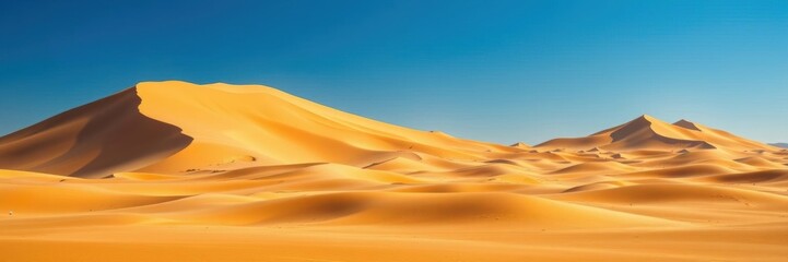 Wall Mural - Vast desert landscape with towering sand dunes under a clear blue sky, outdoors, adventure