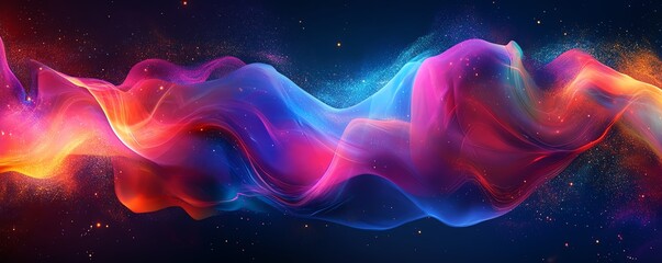Aufkleber - Futuristic geometric shapes in neon colors, glowing lights and dynamic structures floating in cyberspace, creating an immersive and otherworldly digital environment