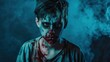 © Mas - Young Man in Zombie Dress with copy space, AI generated image