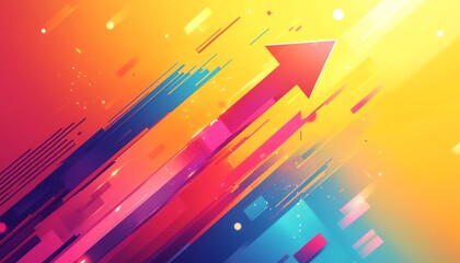Aufkleber - Upward trending profit chart with a bold success arrow, showing growth and financial success, modern design with sharp lines and bright, dynamic colors