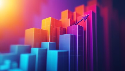 Aufkleber - Upward trending profit chart with a bold success arrow, showing growth and financial success, modern design with sharp lines and bright, dynamic colors